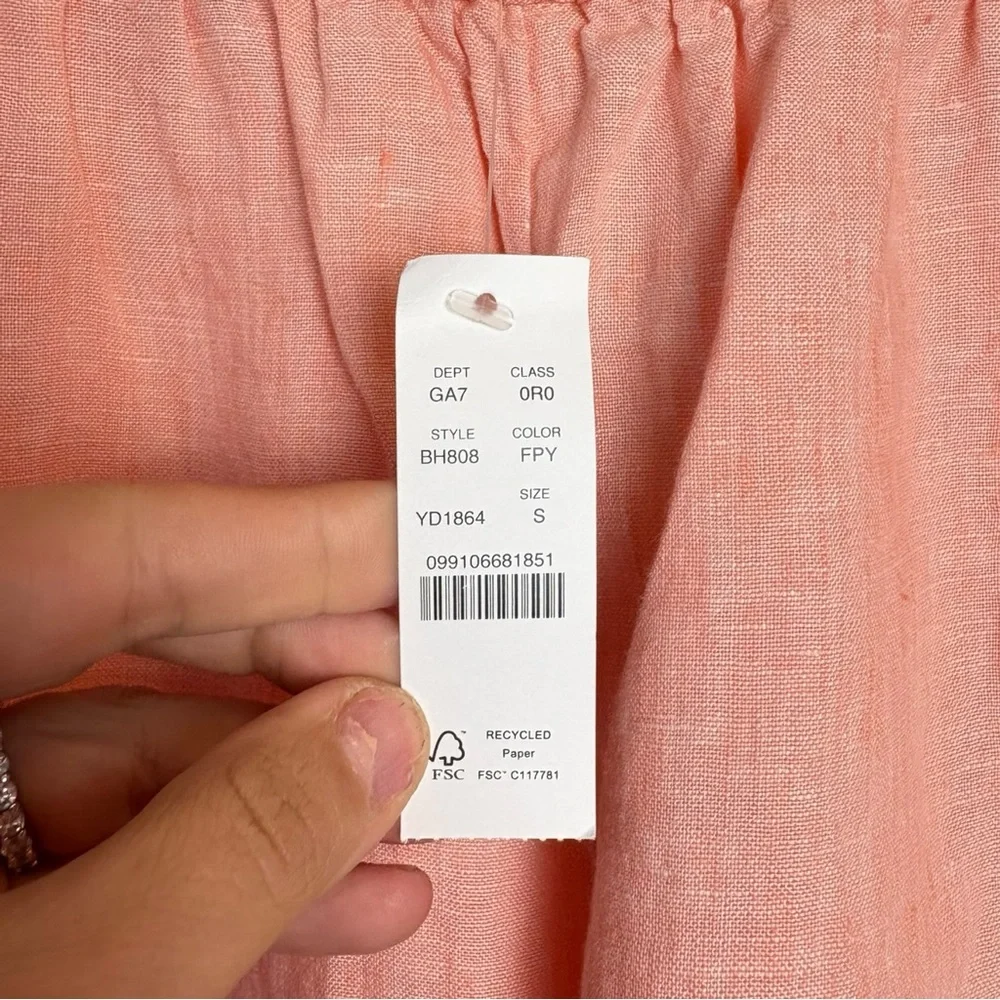 J.Crew Gathered Pull-on Linen Pants Relaxed Loose NWT‎ Size Small BH808